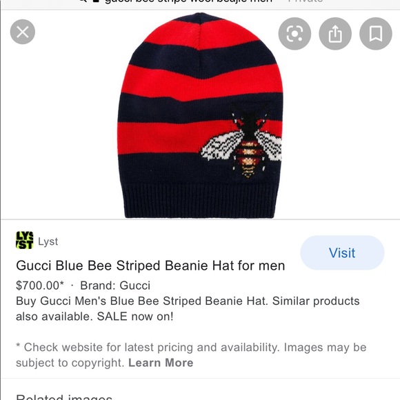 $700 Gucci bee stripe wool beanie size s - Picture 7 of 7